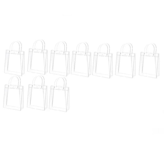 10PCS Clear PVC Gift Bags with Handles Reusable Plastic Wrap Tote Transparent Shopping Bag for Christmas