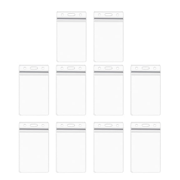 10PCS Clear Vertical ID Badge Holders , Resealable Zip, Dual Hanging Slots, for Cards/Tags