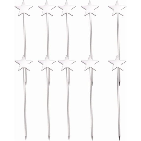10PCS Cocktail Picks Toothpick,Stainless Steel Olive Skewers Reusable Picks Fancy Toothpicks for Appetizers Decorative Ice Pick for Bar Party, Barbeque Snacks, Club Sandwiches