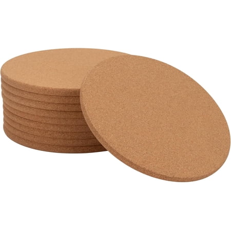 10PCS Cork Coaster for Drink, 8 inch Diameter Large Round Cork Coaster Bulk Absorbent Heat Resistant Reusable, Blank Coffee Coasters for Crafts DIY Projects Wine Glass, Mug, Coffee Cup, Plant