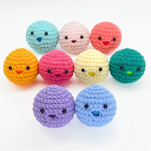 10PCS Crochet Fuzzy Bubble Toy, Cute Handmade Plush Squeeze Ball, Ball Toys,Colorful Bubble Decoration, Ball Sensory Anxiety Relief Desk Ornament-All Set