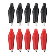 10PCS Crocodile Clips 5A With Sheath, 28Mm Nickel Plated Iron Test Leads For Circuit And Battery, Red And Black For ALLIGATOR Power Clips For Electrical Repair