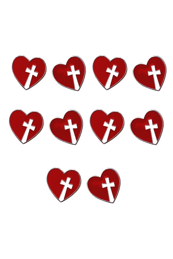 10PCS Crossed Love Heart Enameled Pin Brooch Pin for Hat Clothes Craft Project Making Kits Badge Pin Crafting Accessories