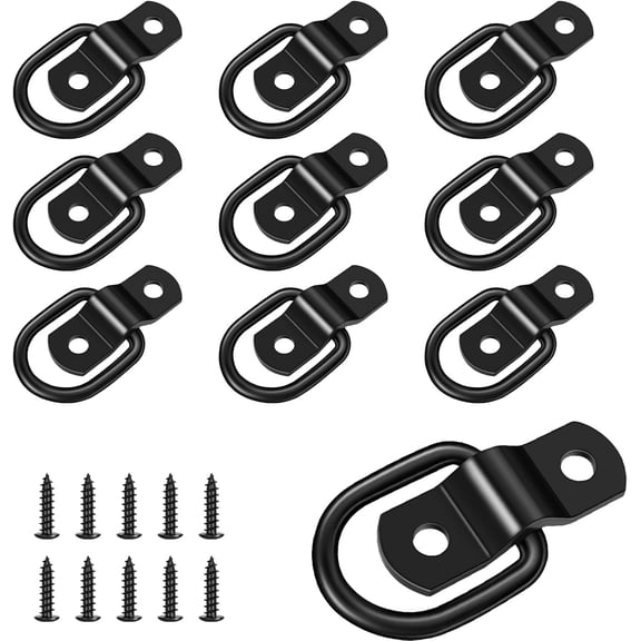 10PCS D Rings Tie Down Anchors Surface Mount Hooks with Screws Securing Cargo for Trailer, Truck Bed
