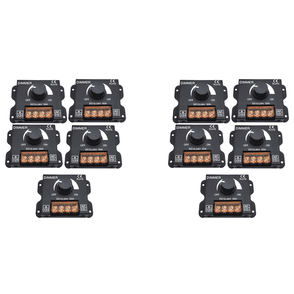 10PCS DC 12V 24V LED Dimmer Switch 30A Voltage Regulator Adjustable Controller for LED Strip Light Dimming Dimmers
