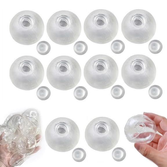 10PCS DIY Stress Ball Making Kit,Milky Blank Skins Empty Stress Ball DIY Kit,Vacuum Squeezing Stressing Balls Making Kits,Make Your Own Fidget Pressure Balls for Adults,4cm (Clear, 1SetB)