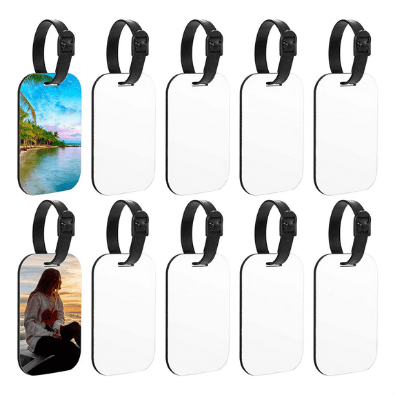 10PCS DIY Sublimation Blank Luggage Tags with Strap