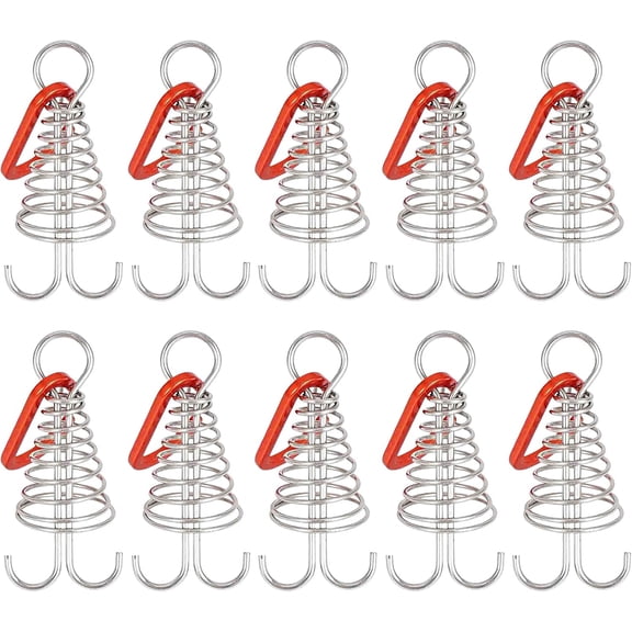 10PCS Deck Anchor Pegs, Camping Tent Spring Buckle Set, Windproof Aluminium Alloy Octopus Tent Stakes with Spring Buckle, Portable Wind Rope Anchor, Camping Tent Nail