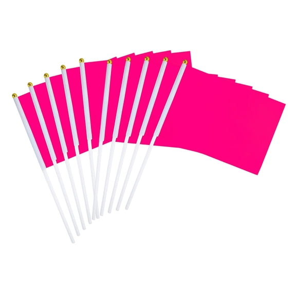 10PCS Deep Pink Flag, Deep Pink Blank Flags to Decorate Mini Small Flags on Sticks for Crafts, DIY Projects, Parties Decor, and Custom Flag Making,8.5x5.5in