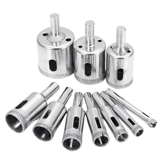 10PCS Diamond Drill Bits - Glass and Tile Hollow Core Drill Bits Extractor Remover Tools Hole Saws for glass, ceramics, porcelain, ceramic tile