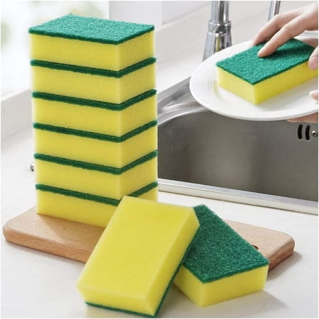 10PCS Dish Sponge for Kitchen Dual Sided Scrub Sponge Cleaning Sponges Non Scratch For Dish Scrub Sponges Easy to Dry for Reuse