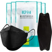 10PCS Disposable Face Masks Black, KF94 Face Mask Korea Made for Adult Teenager with 4-Layer Filters Protection, Disposable Mask Outdoor Daily Use Facemask