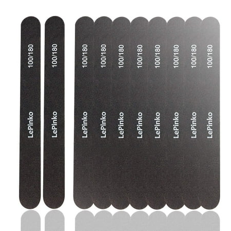 10PCS Double Sided 100/180 Grit Nail File Set, Washable Emery Board Nail Buffer Files for Home Salon Use, Professional Manicure Pedicure Tool for Acrylic False Nails and Gel Cosmetic