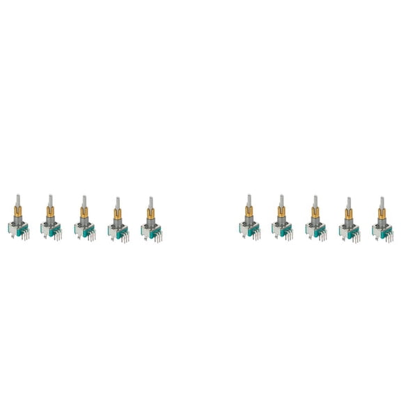 10PCS EC11EBB24C03 Dual Encoder with Switch 30 Positioning Number 15 Handle 25mm,10 x Dual Encoder,Green & Silver