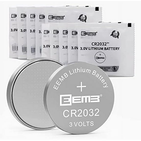 10PCS EEMB CR2032 Battery 3V Lithium Battery 2032 Coin Cell Batteries 3 Volt Li-MnO Button Battery UL Certified Single Use Battery