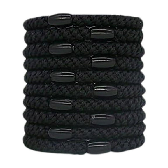 10PCS Elastic Hair Tie for Women Men, Elastics Hair Bands Ponytail Holders, No Damage No Crease Hair Elastics, Cotton Bands Soft Woven Ponytail Holders for Thick Hair and Curly Hair, Black Series