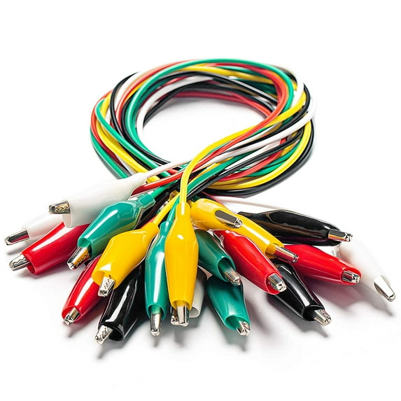 10PCS Electrical Alligator Clips with Wires Test Leads Sets Soldered and Stamping Jumper Wires for Circuit Connection/Experiment, 21 inches 5 Colors (10 PCS)