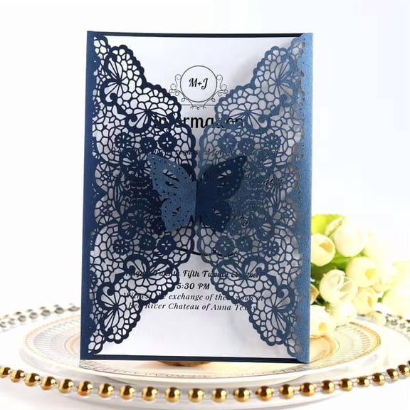10PCS Elegant Laser Cut Butterfly Lace Greeting Cards for Weddings, Engagements, Anniversaries, and Birthdays
