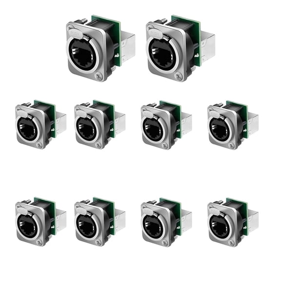 10PCS for Ethercon Rj45 Chassis Socket, NE8FDP for Ethercon Pass Through Connector, D Series Cat5 RJ45 Panel-Mount Socket