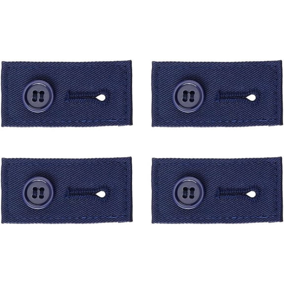 10PCS Extender Button Adjustable Pants Waist Extender Blue Cotton Collar Extender Adjustable Button Extenders Black Length: 6.2cm