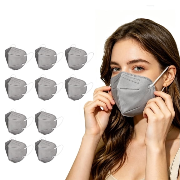 10PCS Face Mask Breathable with Elastic EarLoops Cup Dust Safety Masks,3D breathing space,Low breathing resistance(Gray)