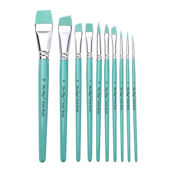 10PCS Face Paint Brushes Set, Professional Wood Handle Body Painting Brush Kit with Fine Nylon Bristles, 10 Sizes for Detailed Artwork, Party, Festival, Cosplay, Halloween Makeup Supplies