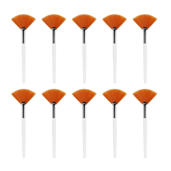 10PCS Fan Face Brush Set – Soft Synthetic Makeup Brushes for Smooth Foundation & Clay Mask Application, Ergonomic Long Handle for Gentle Contouring