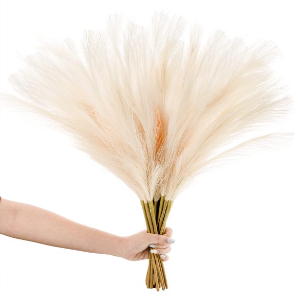 10PCS Faux Pampas Grass, 22.3" Short Artificial Pompous Grass Floral Fake Pompas Grass Branches Vase Filler Flower Arrangement for Home Wedding Boho Decor