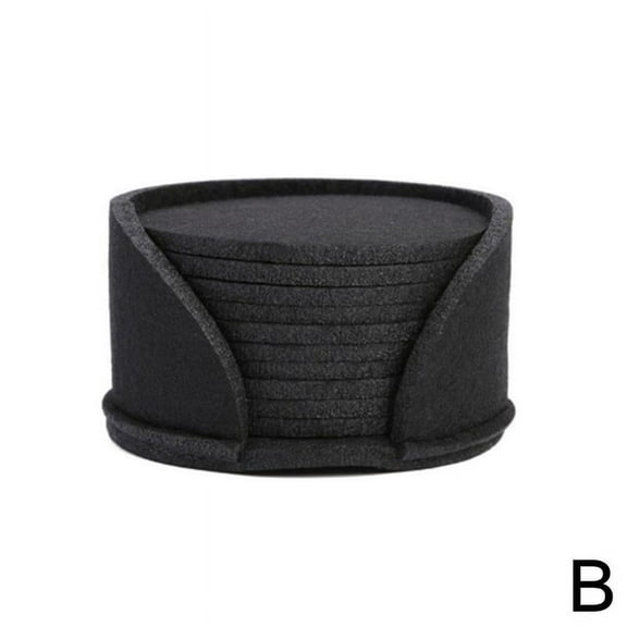 10PCS Felt Coasters Set with Holder, Round Absorbent Drink Coasters for Table & Coffee Table, Heat Resistant Tabletop Protector