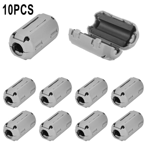 10PCS Ferrite Bead Clip on Ferrite Core RFI EMI Noise Suppressor Ferrite Rings Cable Clip for Phone, TV, Speaker, USB Radio, Audio Equipment 5mm Inner Diameter Gary