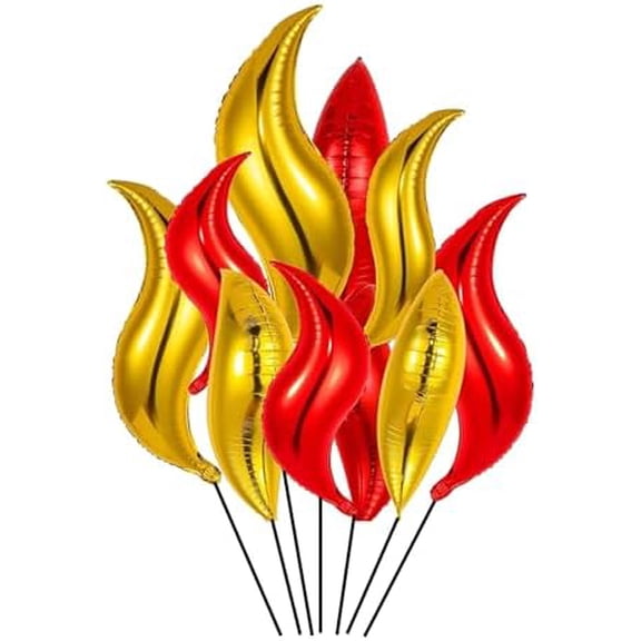 10PCS Fire Flame Balloons Set Fire Truck Birthday Balloon Firefighter Birthday Fake Campfire Summer Camping Theme Party Decorations
