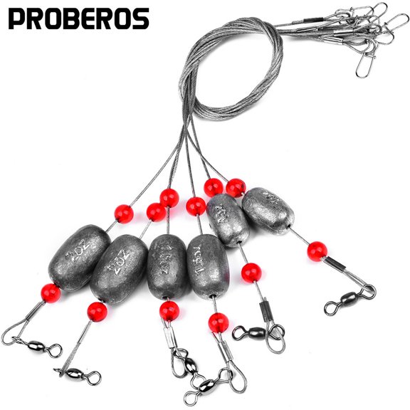 10PCS Fishing Egg Plugs Plug-Form Weights With Steel Wire Copper Pearls 8 Emerillons Button-prints Tool For Sea Boat Fishing