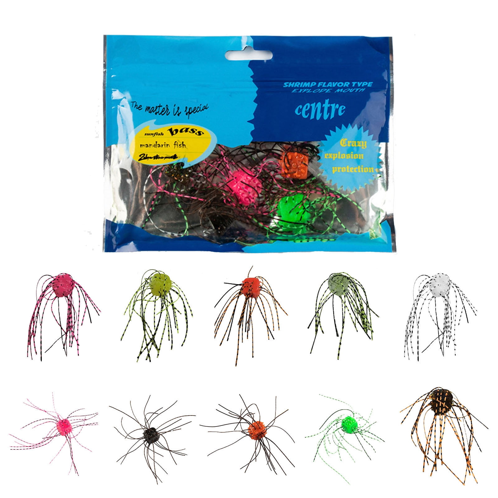 Eupheng Silicone Soft Dice Fishing Lures - Slow Sink Bass Baits With Tentacles For Drop Shot, Wacky Rig, 8 Pieces Mixed Sizes