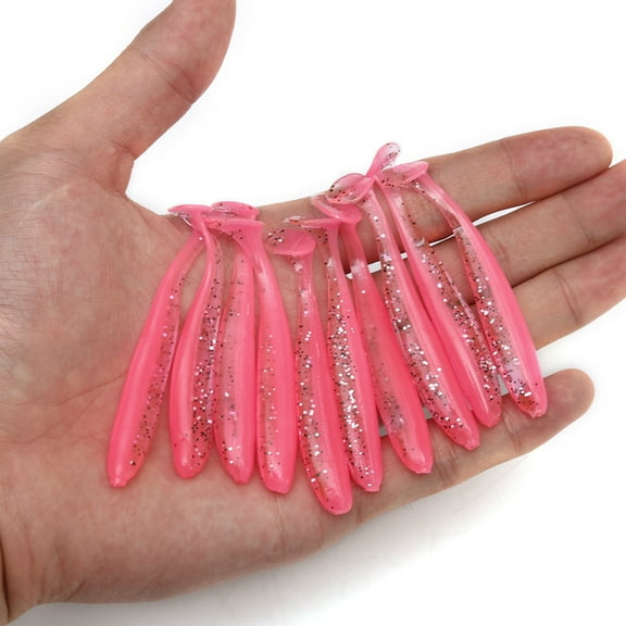 10PCS Fishing Soft Plastic Lures,Paddle Tail Lures for Freshwater and Saltwater Bass Lures,Pink