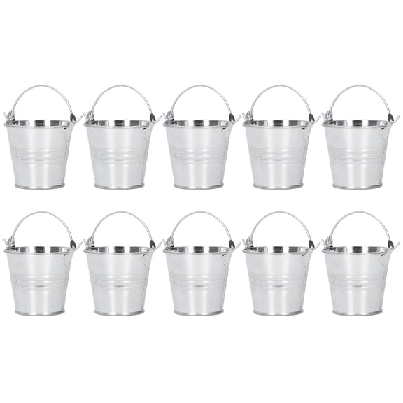 10PCS Flower Pot Mini Succulent Plant Pot Small Metal Bucket for Indoor Outdoor DecorGlossy Silver 4x5.5x6cm