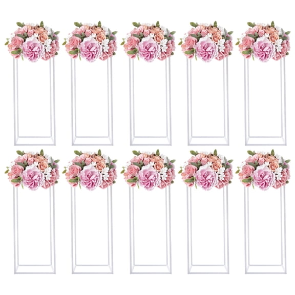 10PCS Flower Stands, Wedding Flower Display Stand 23.6 inch Tall Metal Flower Vase Holder Rectangular Rack for Wedding Table Centerpieces Decor (White, 23.6in)