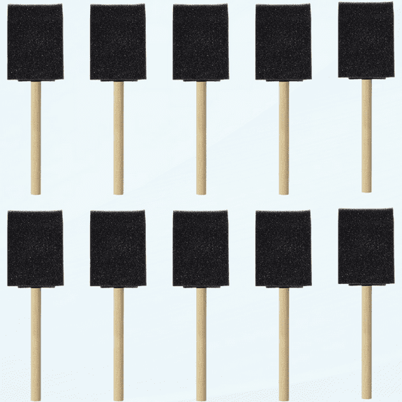 10PCS Foam Brushes Sponge Painting Brushes with Handle for Staining Polyurethane Acrylic Painting Art Craft Projects Applying Varnishes Furniture Wood Car Home Decors (Black, 2 Inch)