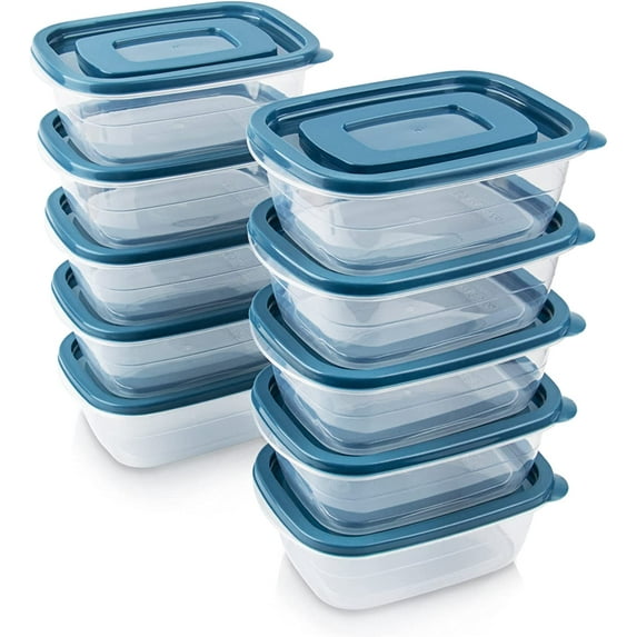 KK 10PCS Food Storage Containers,Freezer Microwave safe,Food Container Sets,BPA Free Plastic Meal Prep Containers & Kitchen Set,Lunch Containers,use for School,Work and Travel,0.53 Quarts Per Box.