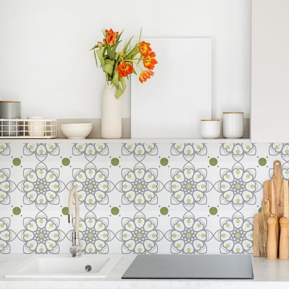10PCS French Style Peel and Stick Tile Stickers Wall Backsplash DIY Murals Self Adhesive Removable Textured Tile Stickers For Home Kitchen Bathroom Decor, 6 x 6 inch