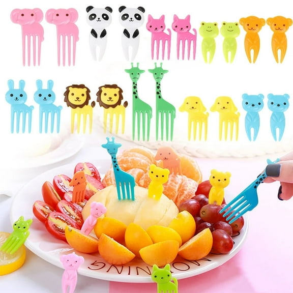 10PCS Fruit Food Picks Mini Cartoon Animal Food Toothpicks for Kids, Cute Animals Lunch Box Decor ForksCake Little Forks Dessert Forks Mini Cartoon Animal Food Toothpicks