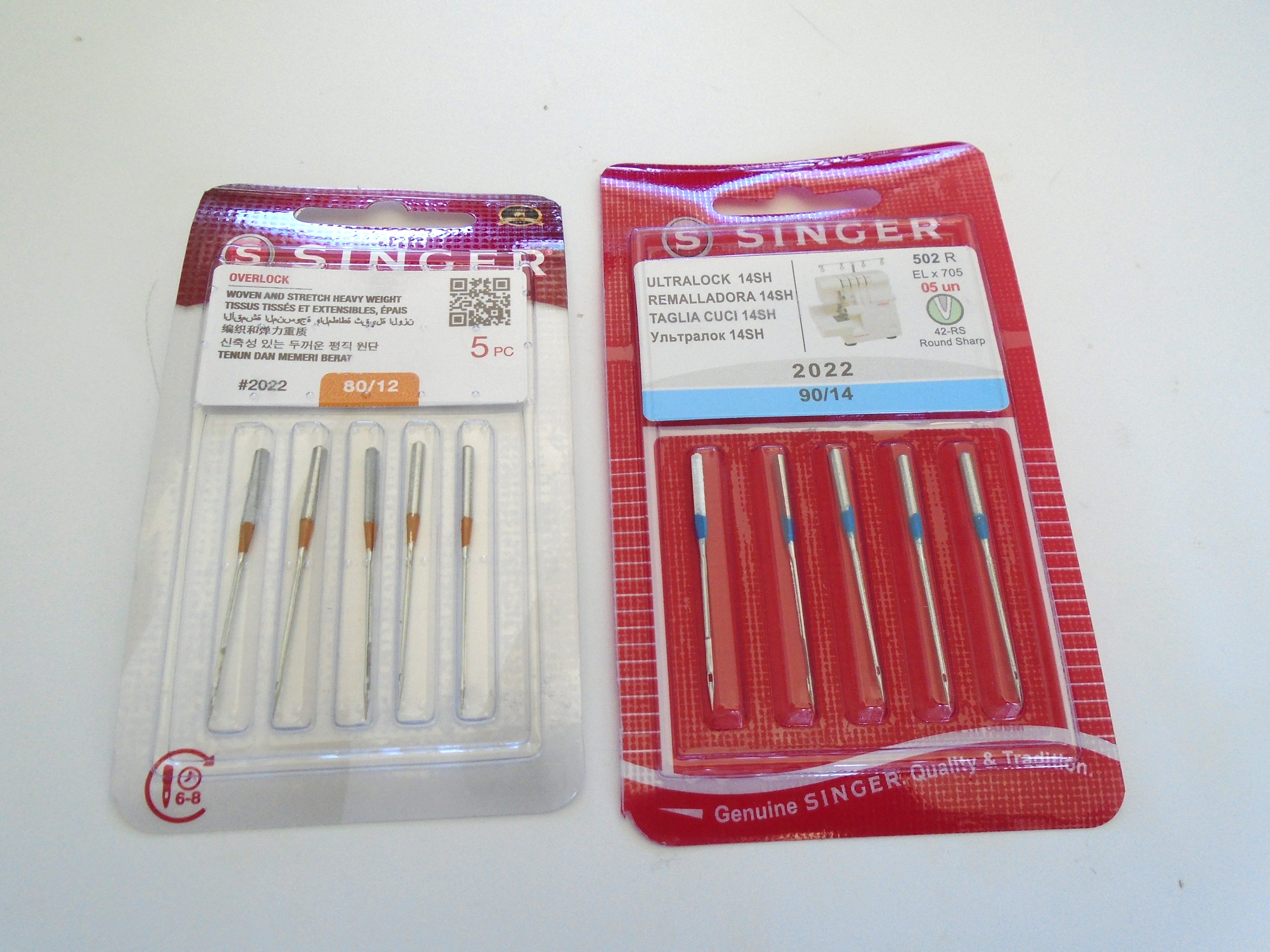 10PCS Genuine Needles Chromium Type 2022 Size 12, 14 For Singer Overlock Serger