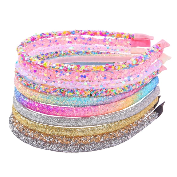 10PCS Glitter Headbands for Girls Rainbow Headbands Toddlers Kids Thin Sparkle Hair Band for Birthday Hair Accessories