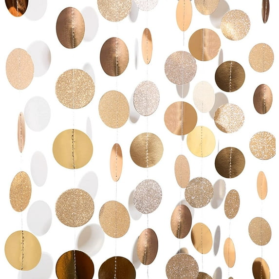 10PCS Glitter Paper Circle Dots Circle Garlands Coin Garland Hanging Banners Dot Streamer Backdrop Background Decor for Birthday Baby Shower Wedding Party