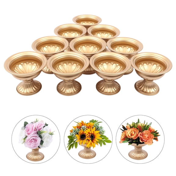 10PCS Gold Flower Vase, Wedding Table Centerpiece Decoration for Reception, Table-top Banquet Decoration  Home Flower Stand for Indoor Outdoor (4.7'' H)
