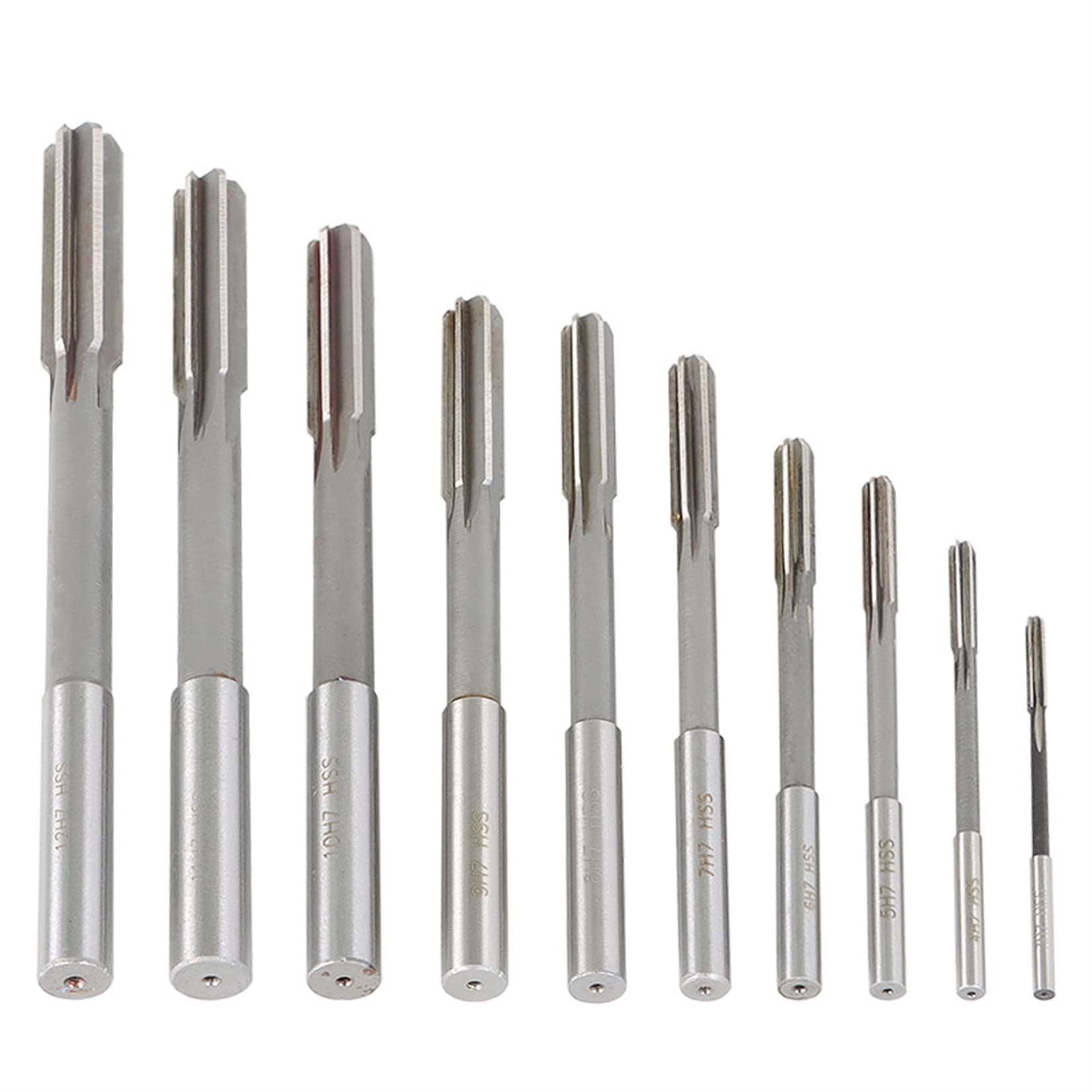 Remer Set 10PCS H7 Metric Chucking Reamer Set HSS Straight Flute Round Shank ...