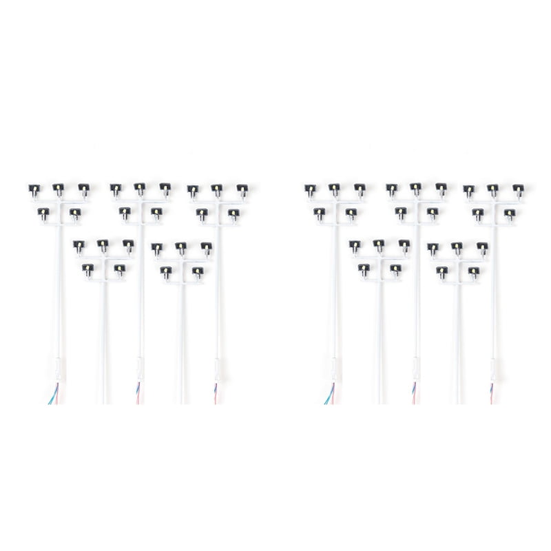 10*Model Railway HO Scale Lamp Post 1:87 Street Lights LEDs 9.1cm Warm White-Kit | UK