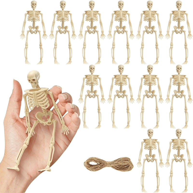 10PCS Halloween Mini Skeleton Figurines - 6 Inch, Small Skeletons for ...