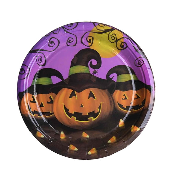 10PCS Halloween Paper Plates Disposable Dinnerware for Party Supplies, Festive Spooky Tableware for Halloween Decorations, Convenient Clean-up Party Plates, 1Pack violet