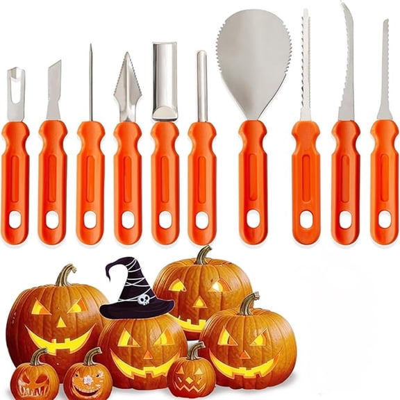 10PCS Halloween Professional Pumpkin Carving Kit - Stainless Steel Halloween Tools Set
