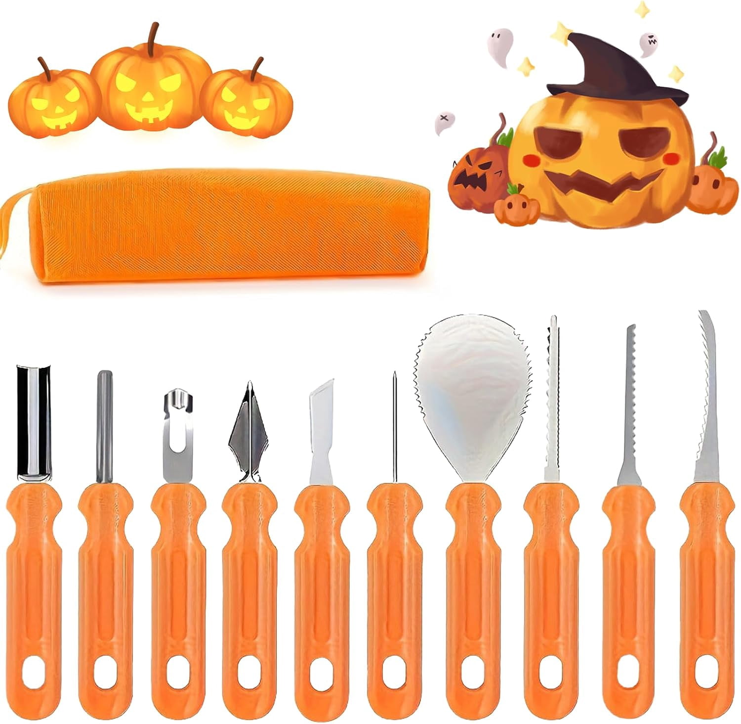 10PCS Halloween Pumpkin Carving Kit, Stainless Steel DIY Pumpkin